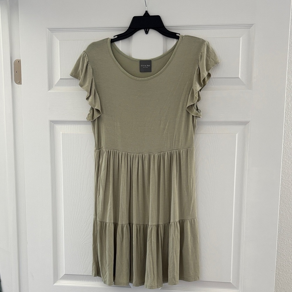 Olivia Rae Light Green Ruffle Sleeve Dress